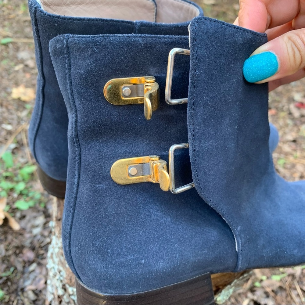 Chloe Double-Buckle Blue Suede Ankle Boots 36 - Picture 14 of 16